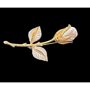 Mid Century Modern Gold And Silver Rose Brooch